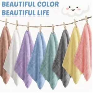 5pcs Soft Absorbent Microfiber Towels, 9.8" Square Handkerchiefs